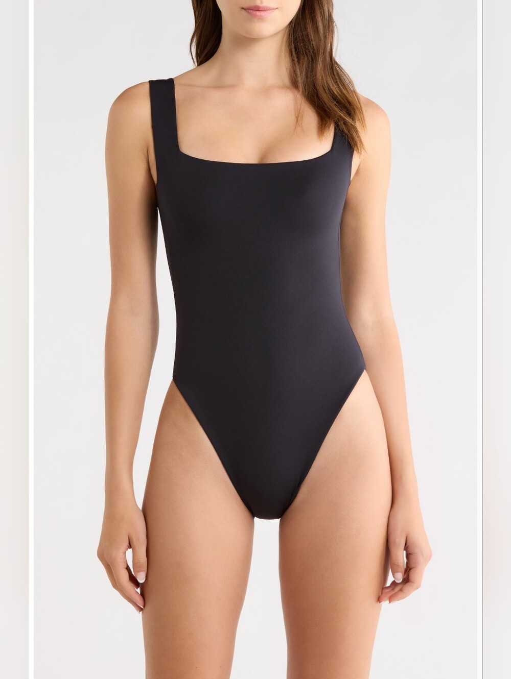 Left On Friday Streamline One-Piece Black Swimwear with Wide Straps